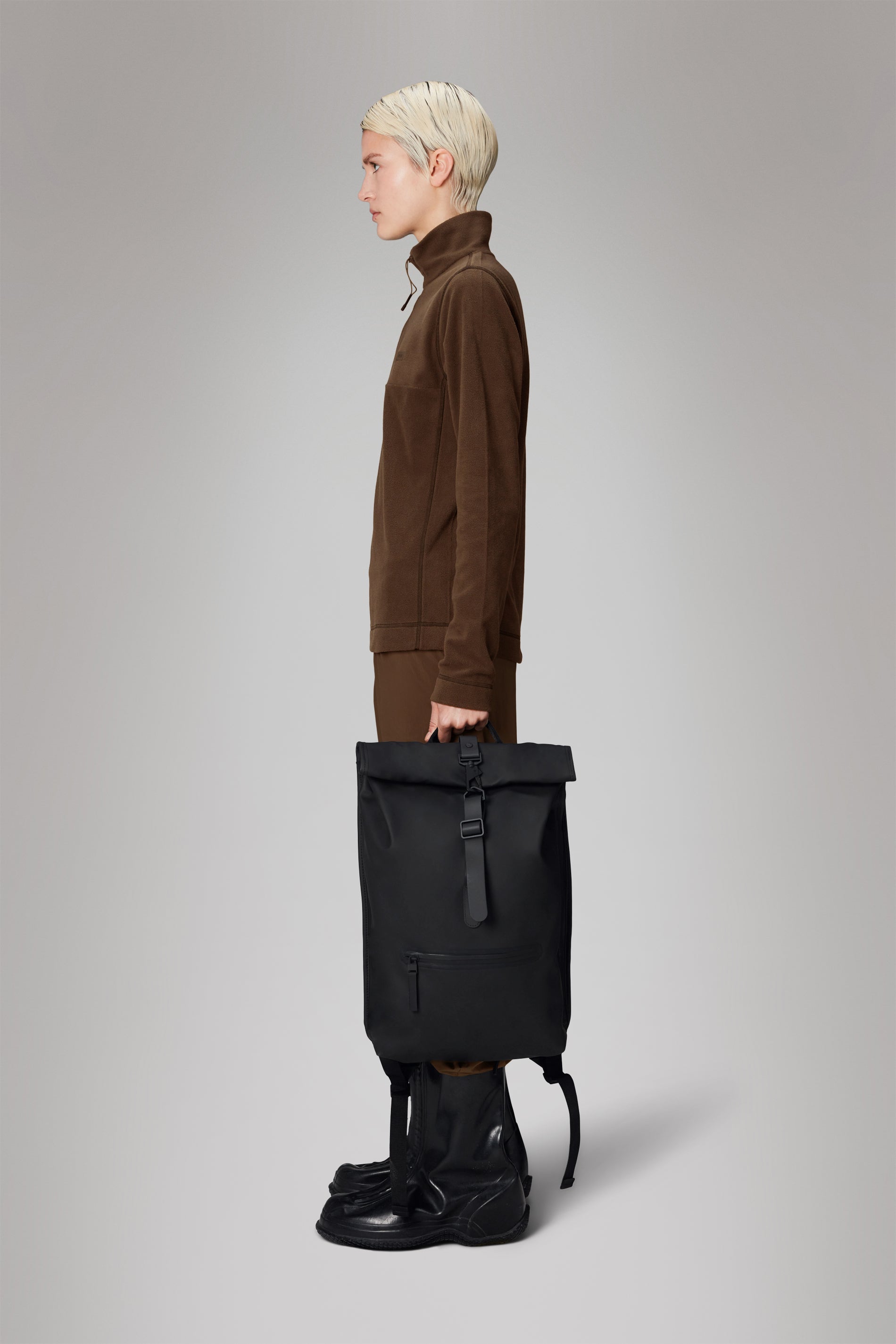 Rains Rolltop Rucksack Backpacks 01 Black